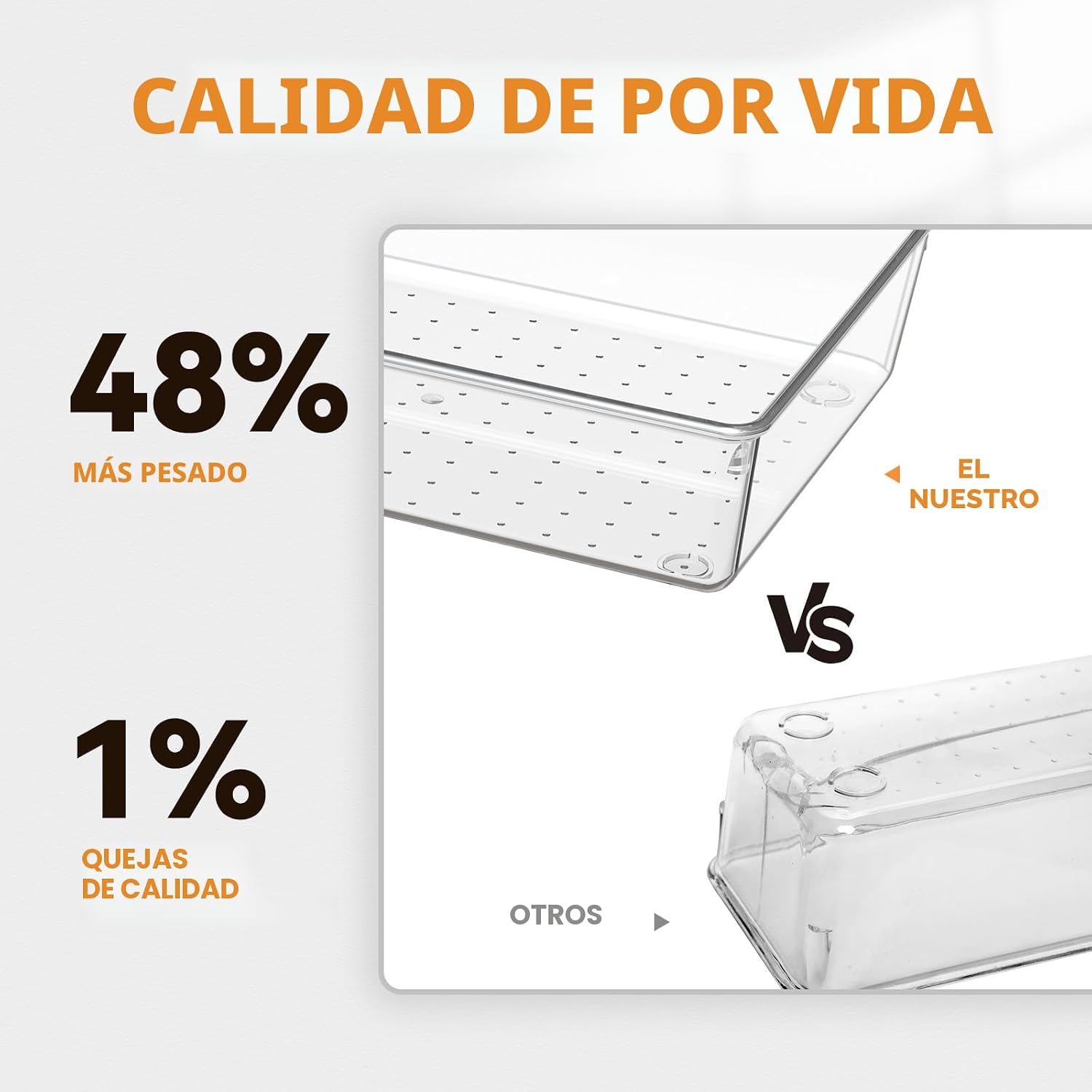 Paquete de 6 bandejas organizadoras grandes de plástico transparent...