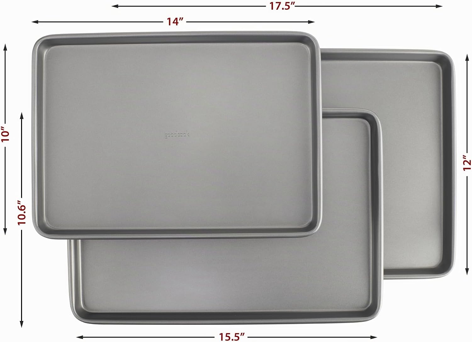 GoodCook Everyday - Juego de 3 bandejas de acero al carbono antiadh...