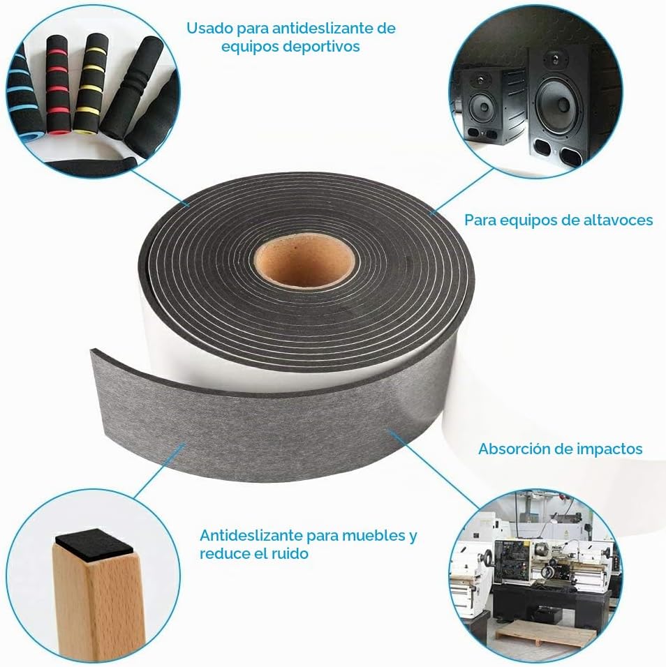 Cinta de Espuma de Alta Densidad, 2 Pulgadas de Ancho x 1\/8 Pulgad...