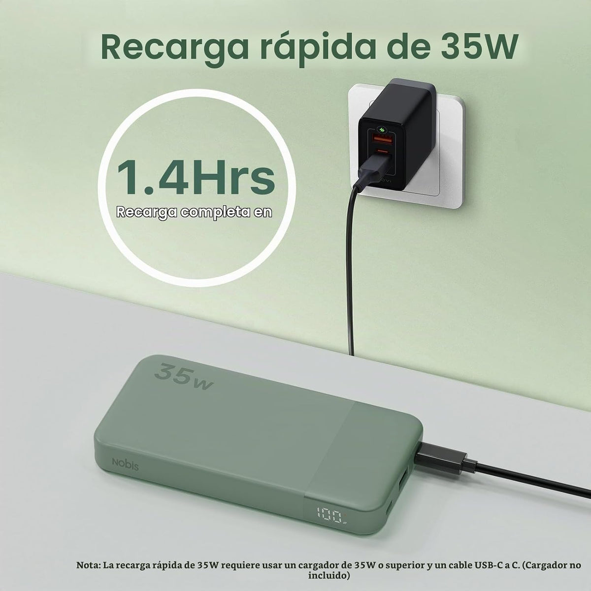NOBIS Cargador portátil, 45W 20000mAh Power Bank y 35W 10000mAh Pow...