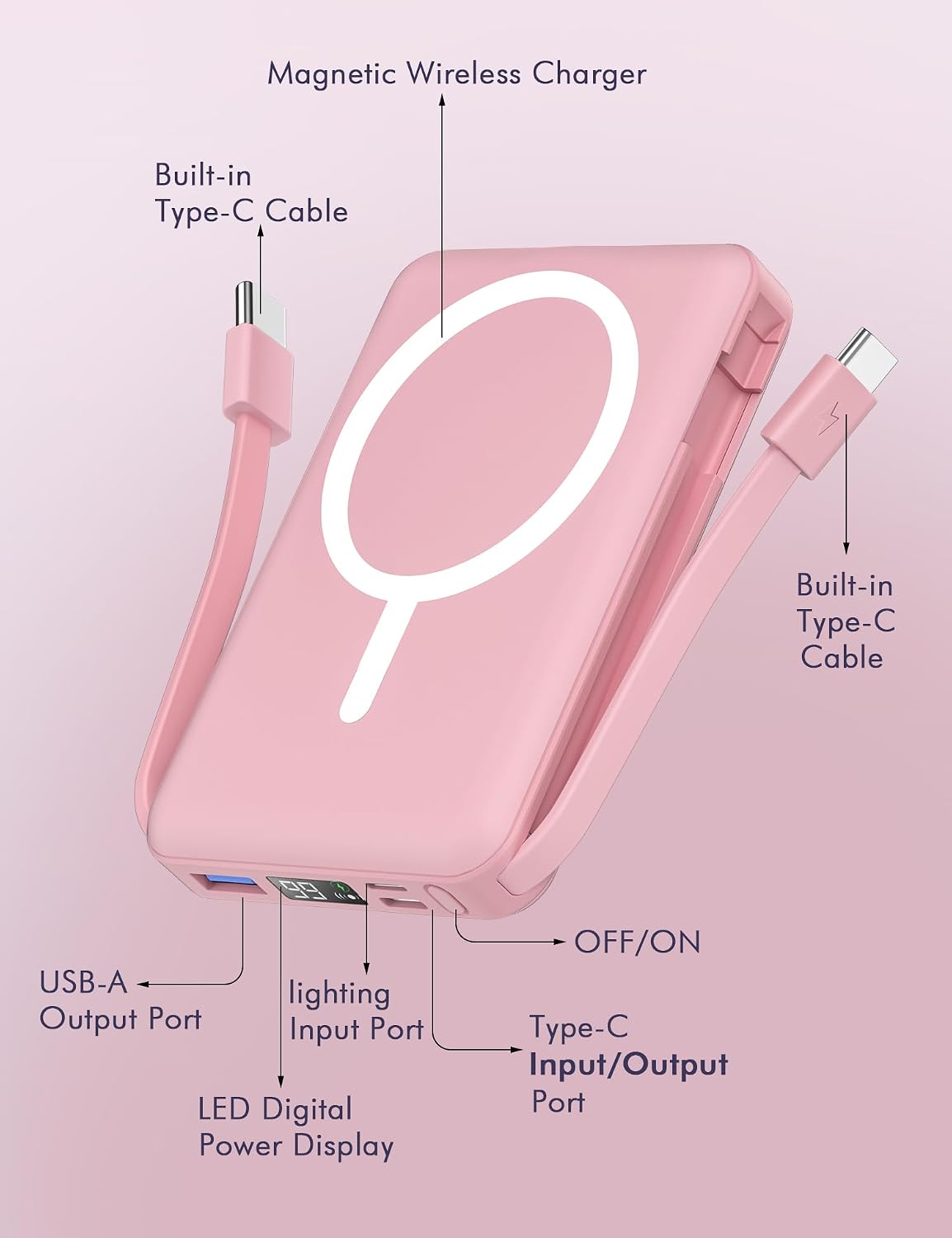 podoru para Magsafe Power Bank, cargador portátil magnético de 1000...