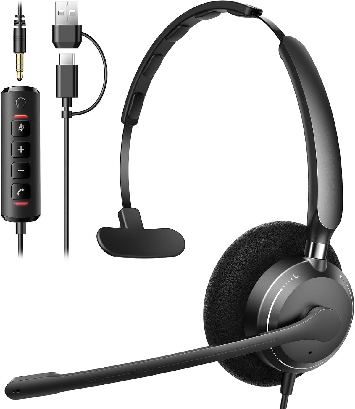 Auriculares USB con micrófono para PC, Auriculares para computadora...