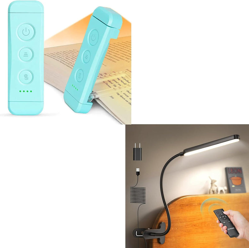 Glocusent Luz de libro recargable USB para leer en la cama, luz de...