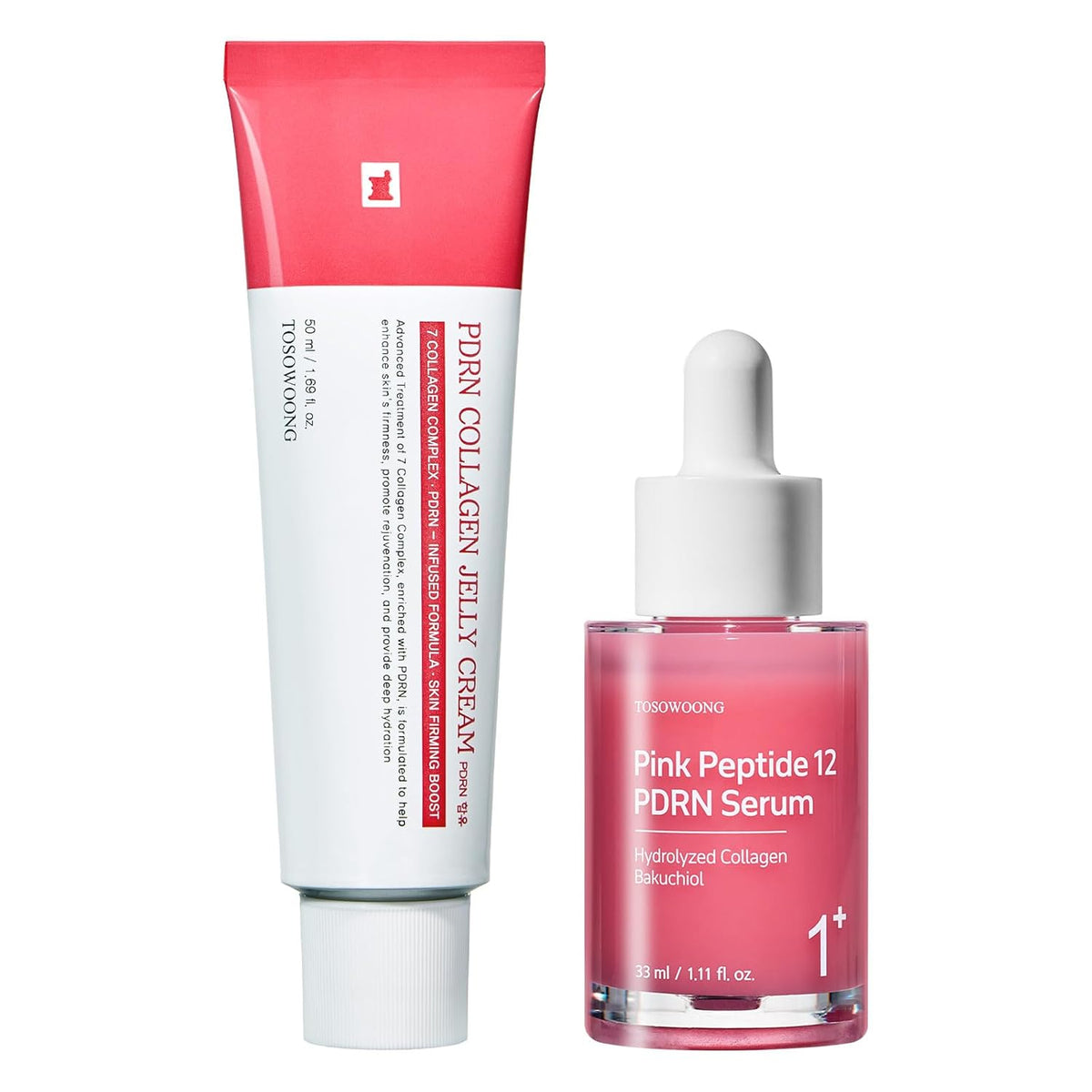 TOSOWOONG Dúo Radiance &amp; Firmness: Suero PDRN PDRN Rosa 12 y Cr...