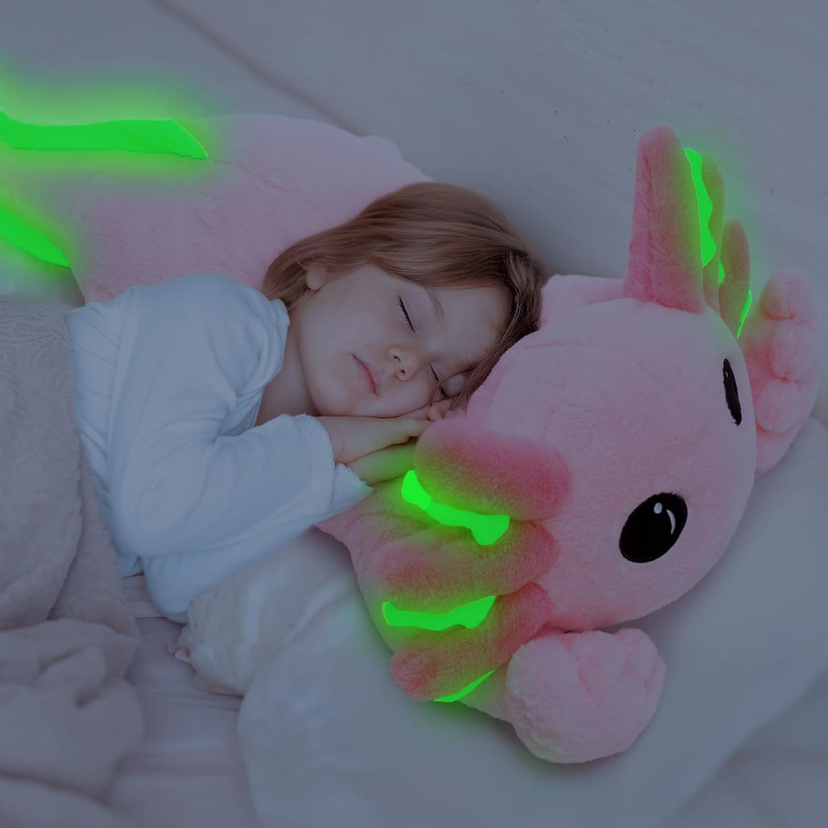MaoGoLan - Almohada de felpa de ajolote que brilla en la oscuridad,...