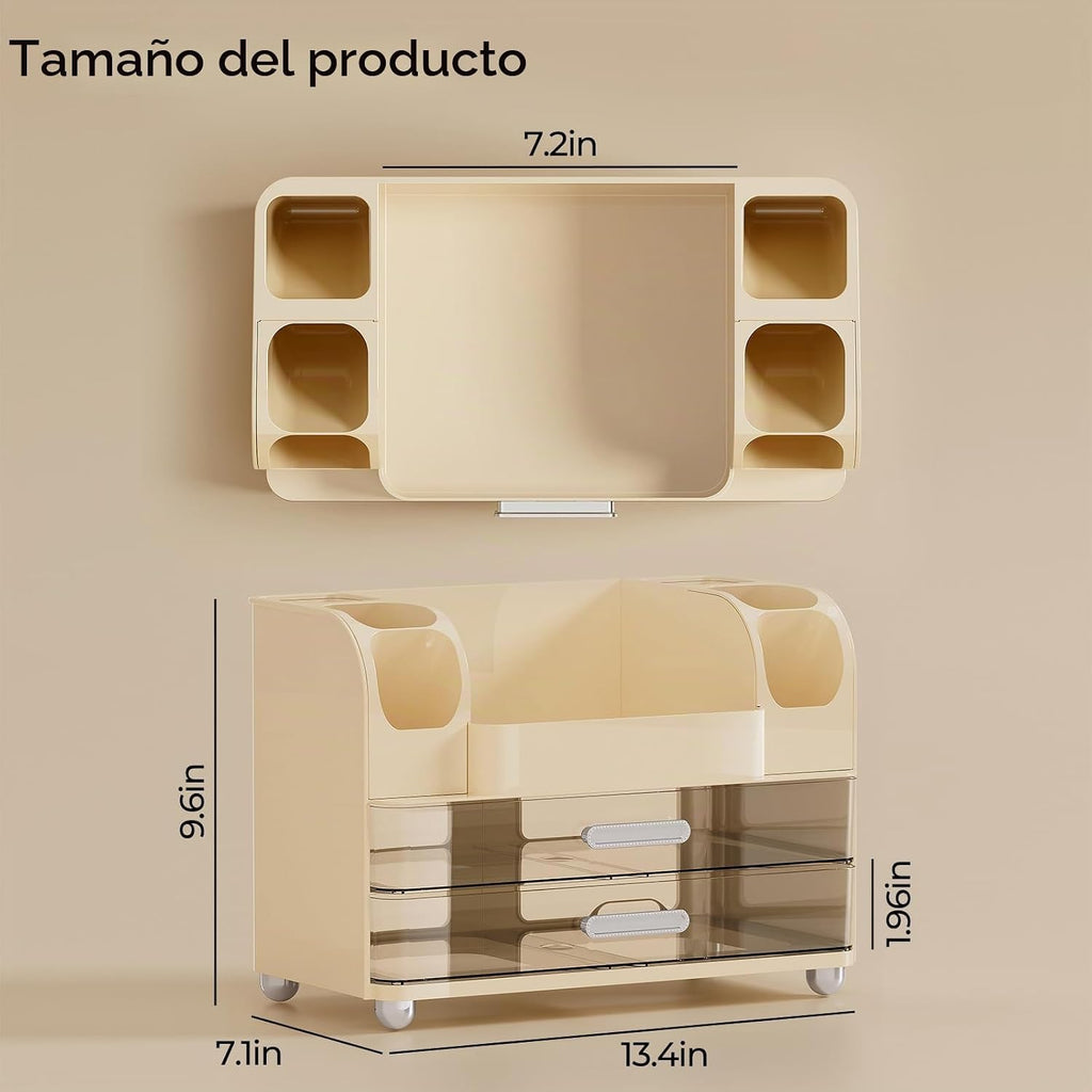 UFORU Organizador de maquillaje para encimera con 2 cajones grandes...