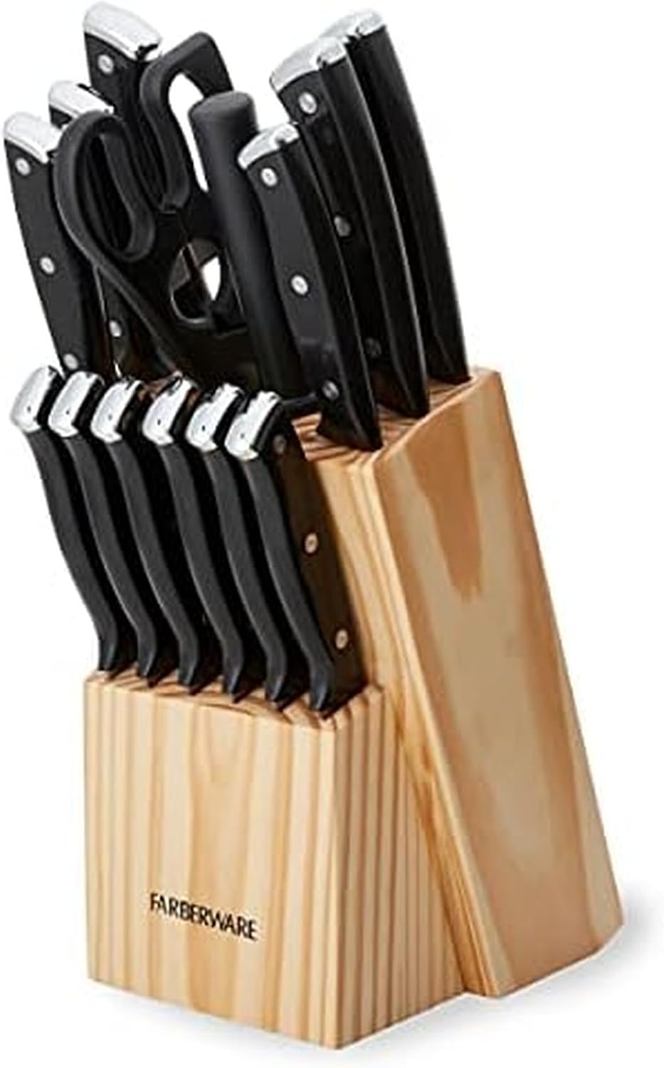 Farberware Juego de bloque de cuchillos triple remachado, 15 piezas...