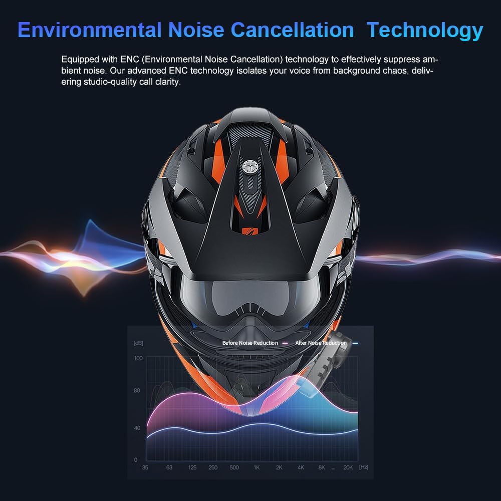 FreedConn KY V2 - Casco de motocicleta Bluetooth 6.0 para conductor...