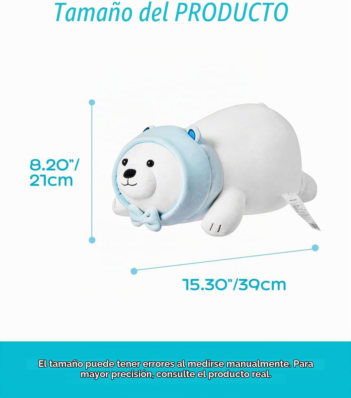 MINISO Peluche de oso polar de 15.3 pulgadas, muñeca de peluche aco...