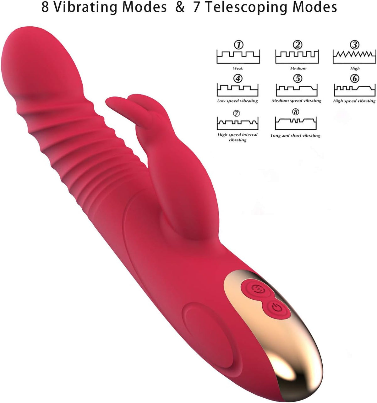 Juego de juguetes de placer con orejas de conejo, impermeable, 8 mo...