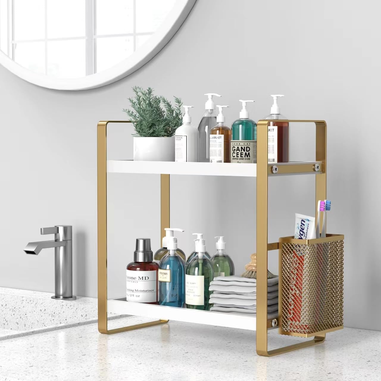LEMIKKLE Organizador de Mostrador de Baño con Canasta, Cuidado de l...