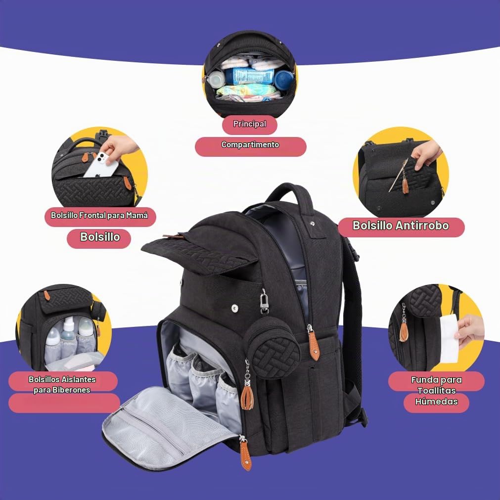 BabbleRoo Mochila para pañales \u2013 Bolsa de pañales grande de vi...