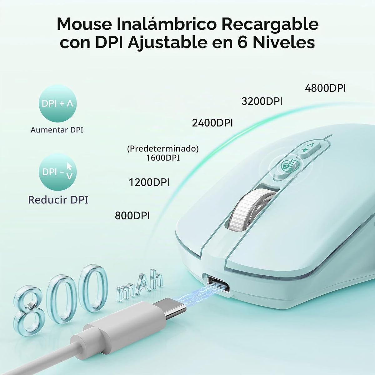 TECKNET Ratón inalámbrico Jiggler, mouse recargable con motor de mo...