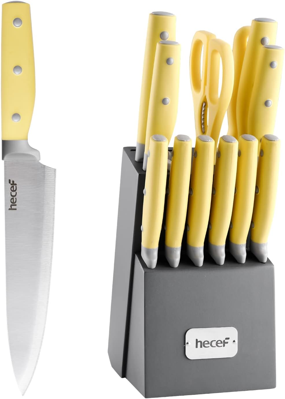 hecef Juego de cuchillos de cocina, juego de cuchillos de 14 piezas...