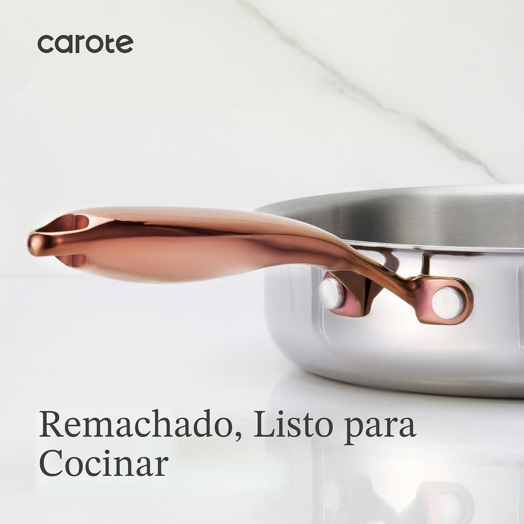 CAROTE Sartén de 10 Pulgadas de Acero Inoxidable de Tres Capas, Sar...