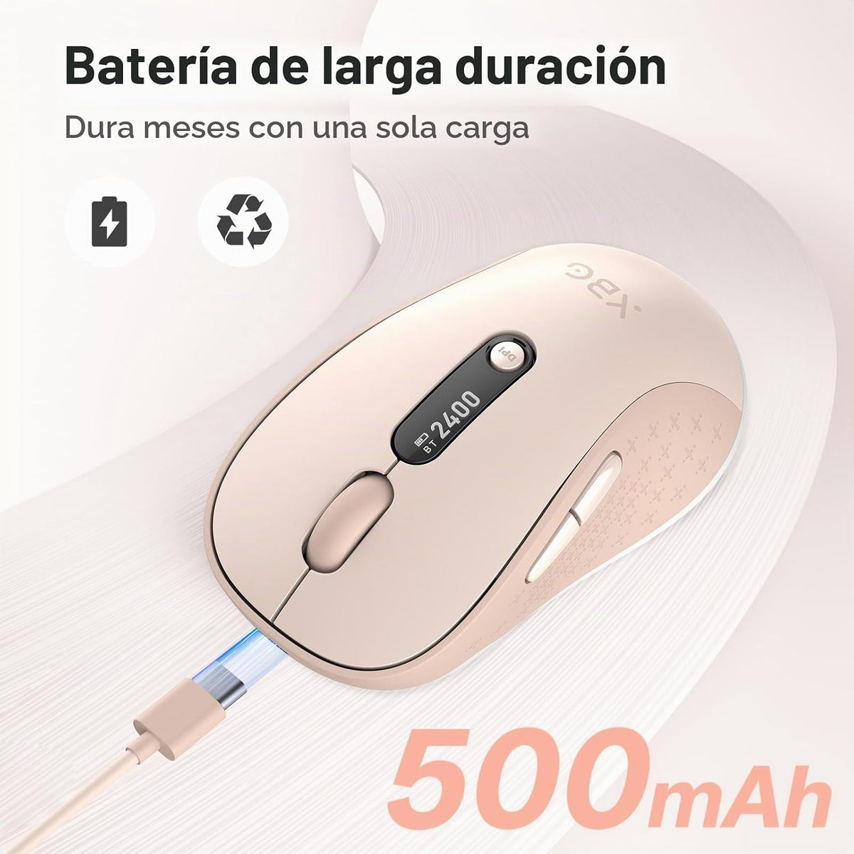 XBG B15Pro Ratón Bluetooth inalámbrico trimodo con pantalla LED par...