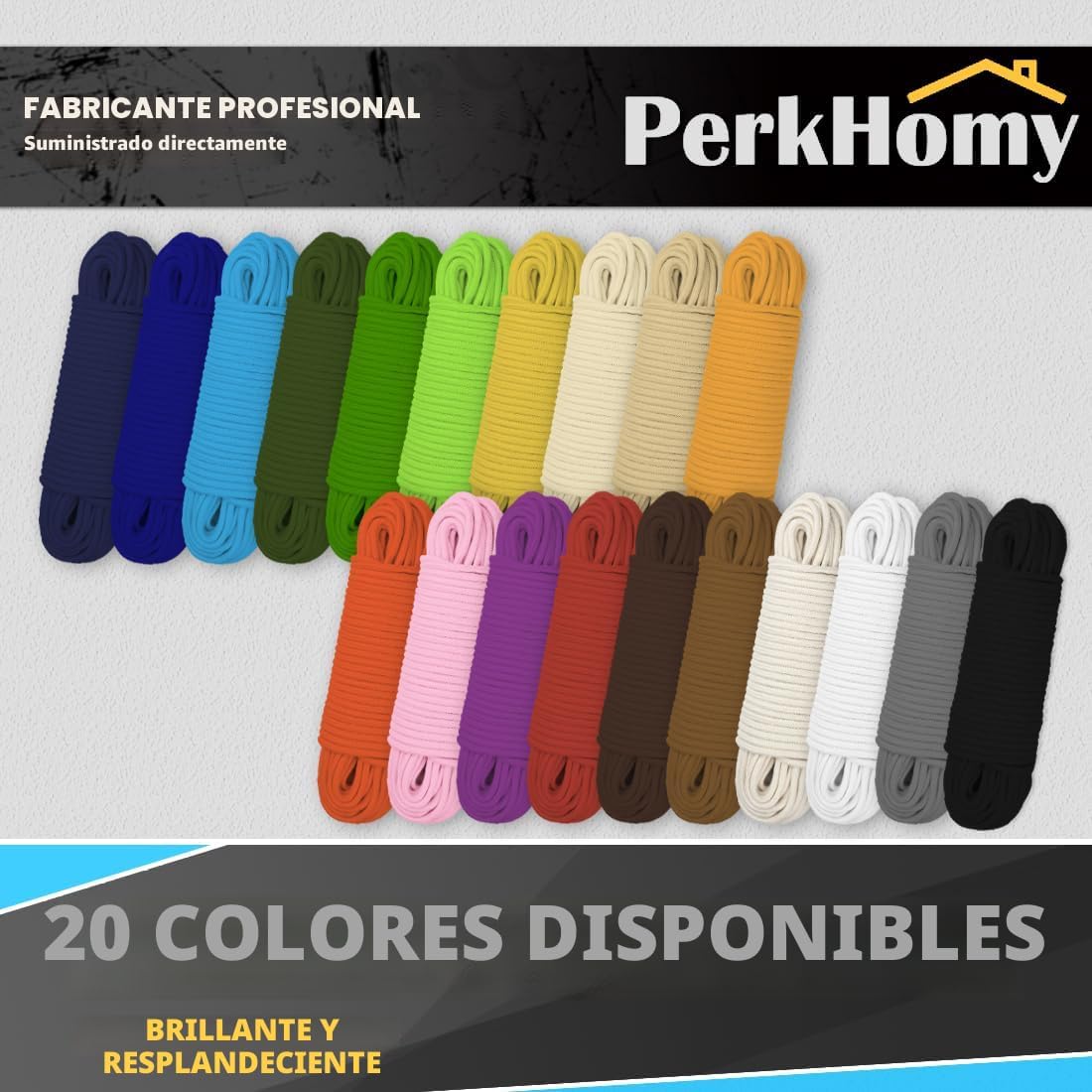 PerkHomy - Cuerda de algodón de 100 pies y 3\/16" (5mm), cuerda...