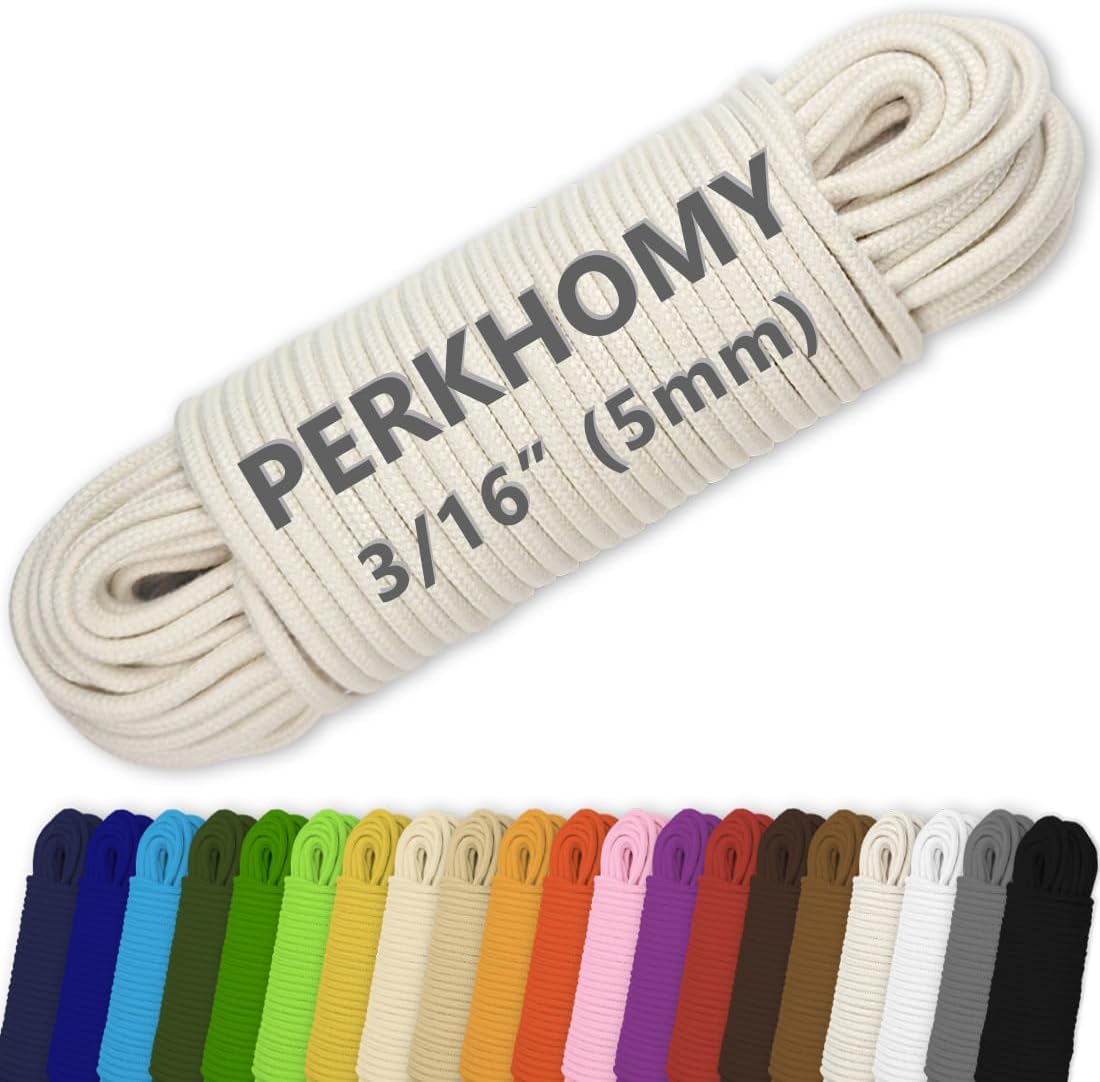 PerkHomy - Cuerda de algodón de 100 pies y 3\/16" (5mm), cuerda...