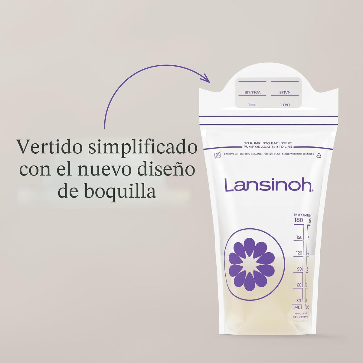 Lansinoh Bolsas de almacenamiento de leche materna, 6 onzas, 75 uni...