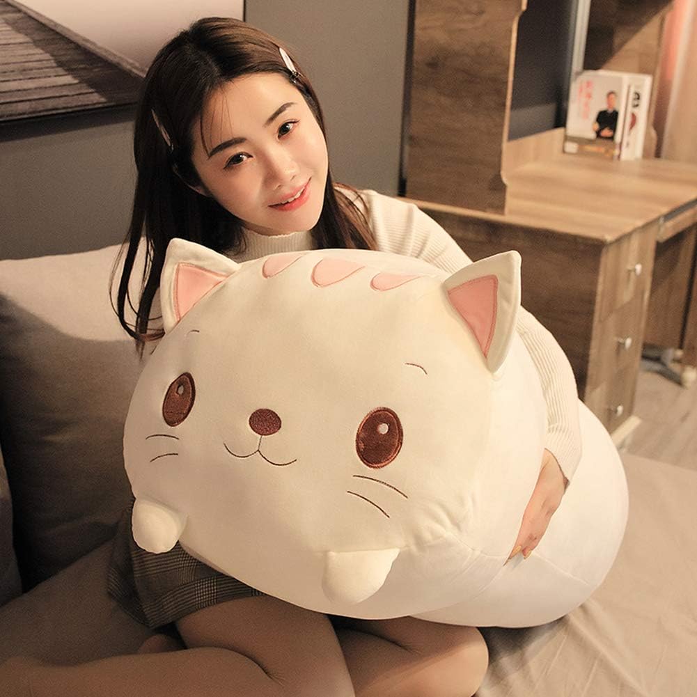 Jensquaify Almohada de Peluche de Gato para Abrazar, Almohada Corpo...