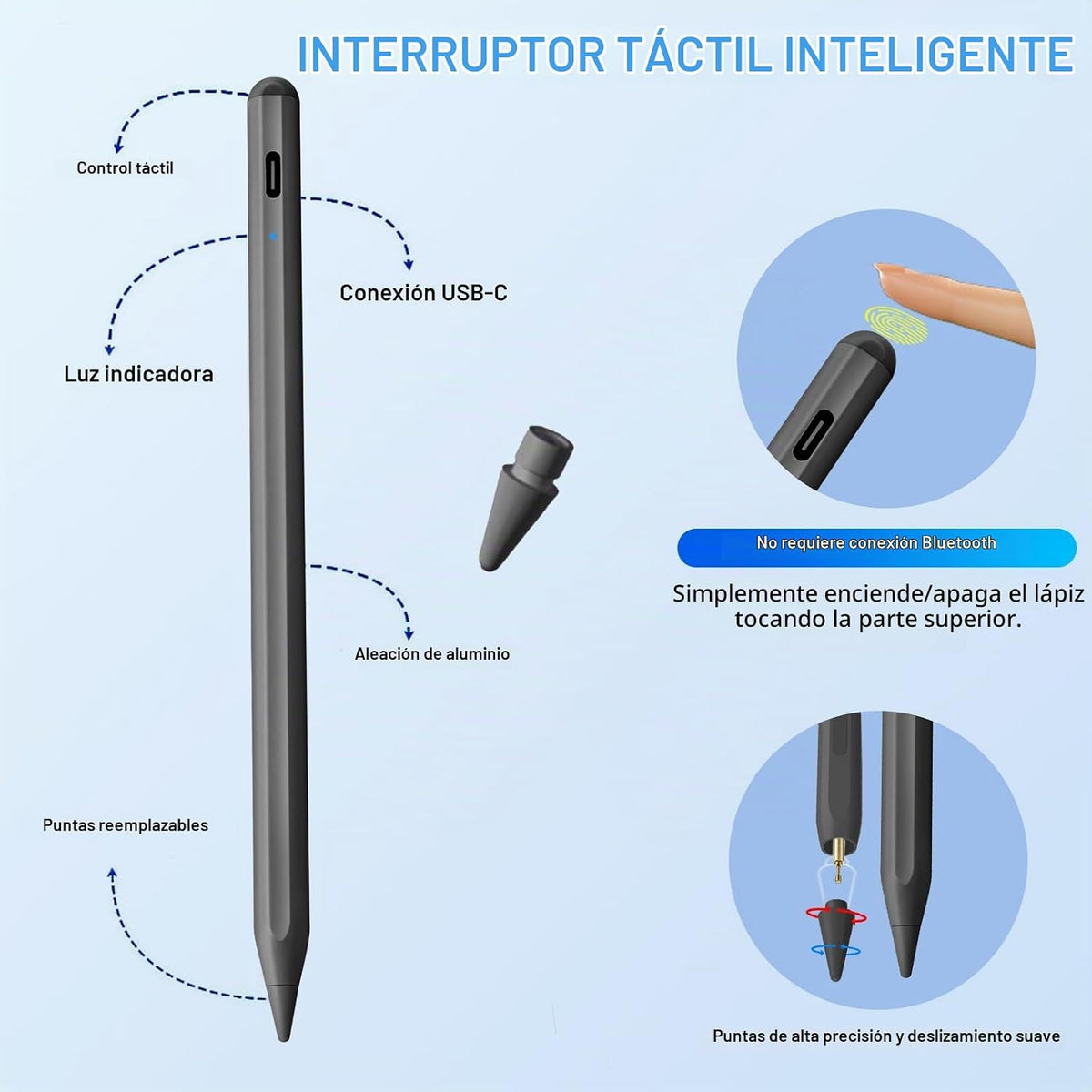 Paquete de 2 lápices capacitivos para iPad 2018-2026, lápiz Apple i...