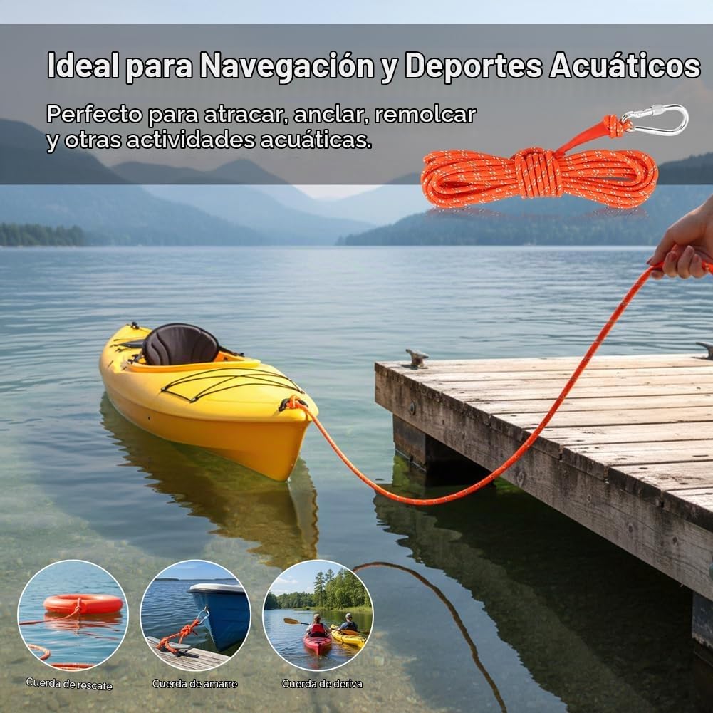 Cuerda flotante de 1\/4 de pulgada x 32 pies (32.8 ft), cuerda de a...