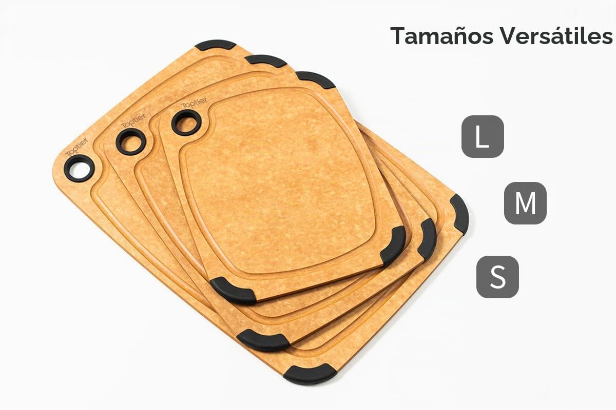 Tabla de cortar de fibra de madera Toptier para cocina - Antidesliz...