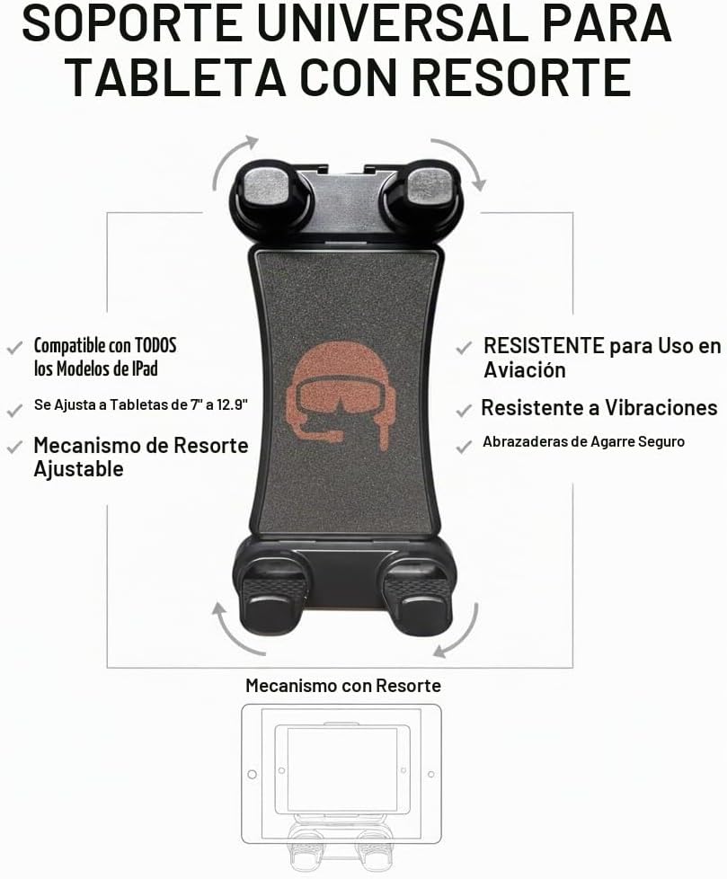 FlightPro - Soporte para iPad de aviación 3 en 1, yugo, succión, ro...