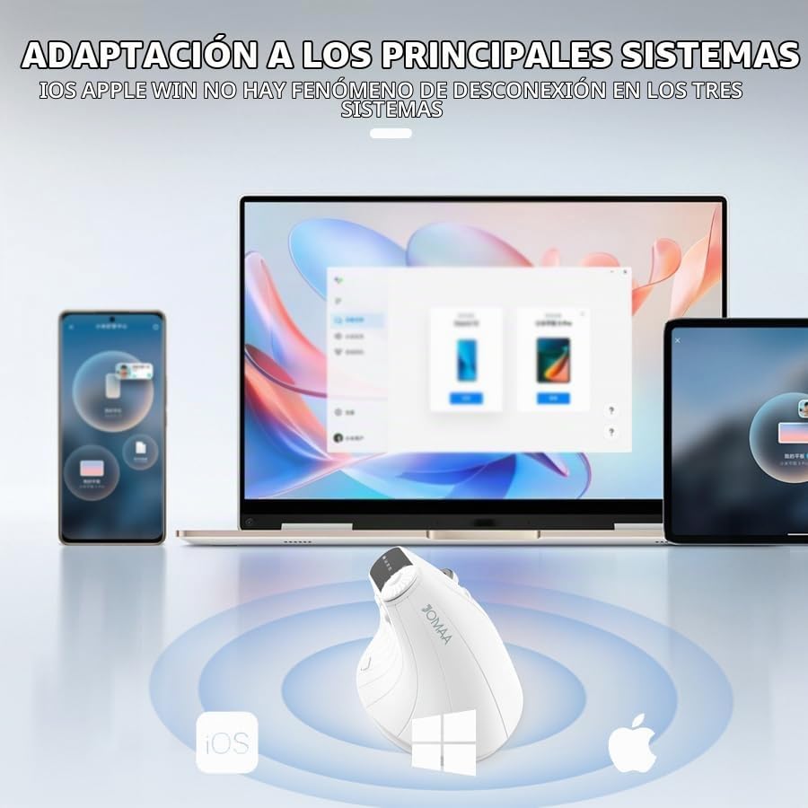 JOMAA Ratón vertical ergonómico de tres canales inalámbrico 2.4G y...