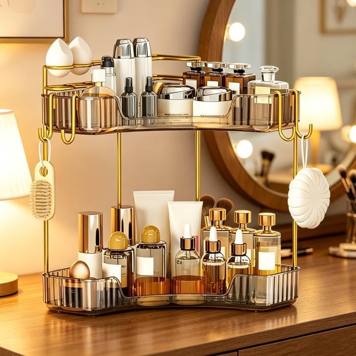Greenby Organizador esquinero de 2 niveles para mostrador de baño,...