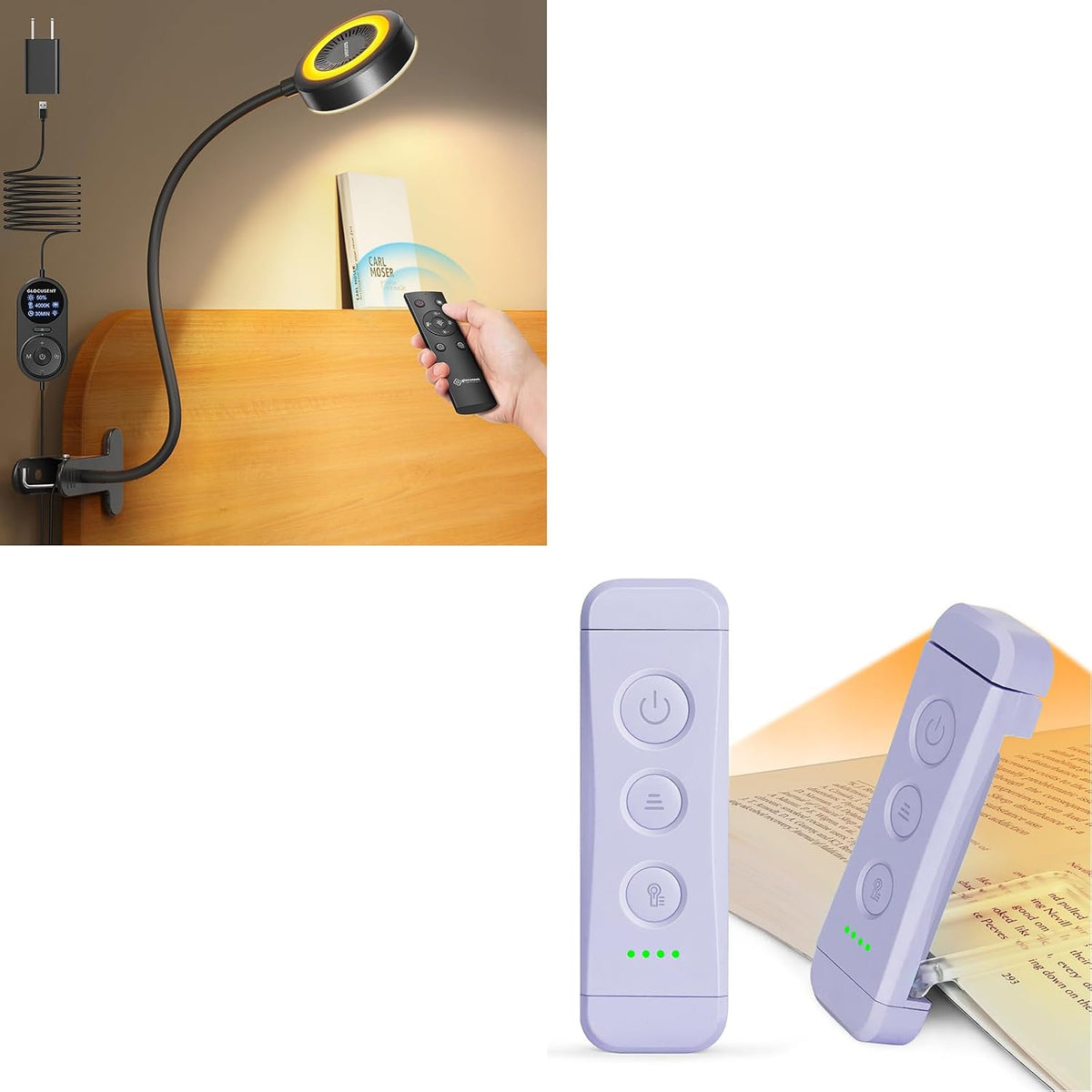 Glocusent Luz de clip y luz de libro