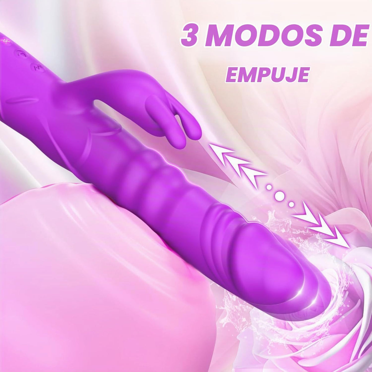 Consolador de empuje vibrador de conejo, vibrador de clítoris de pu...