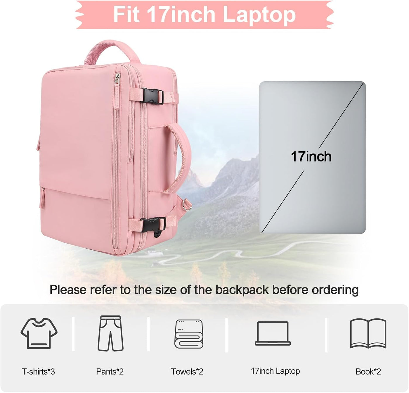 Hanples Mochila de viaje para mujer, mochila impermeable para lapto...