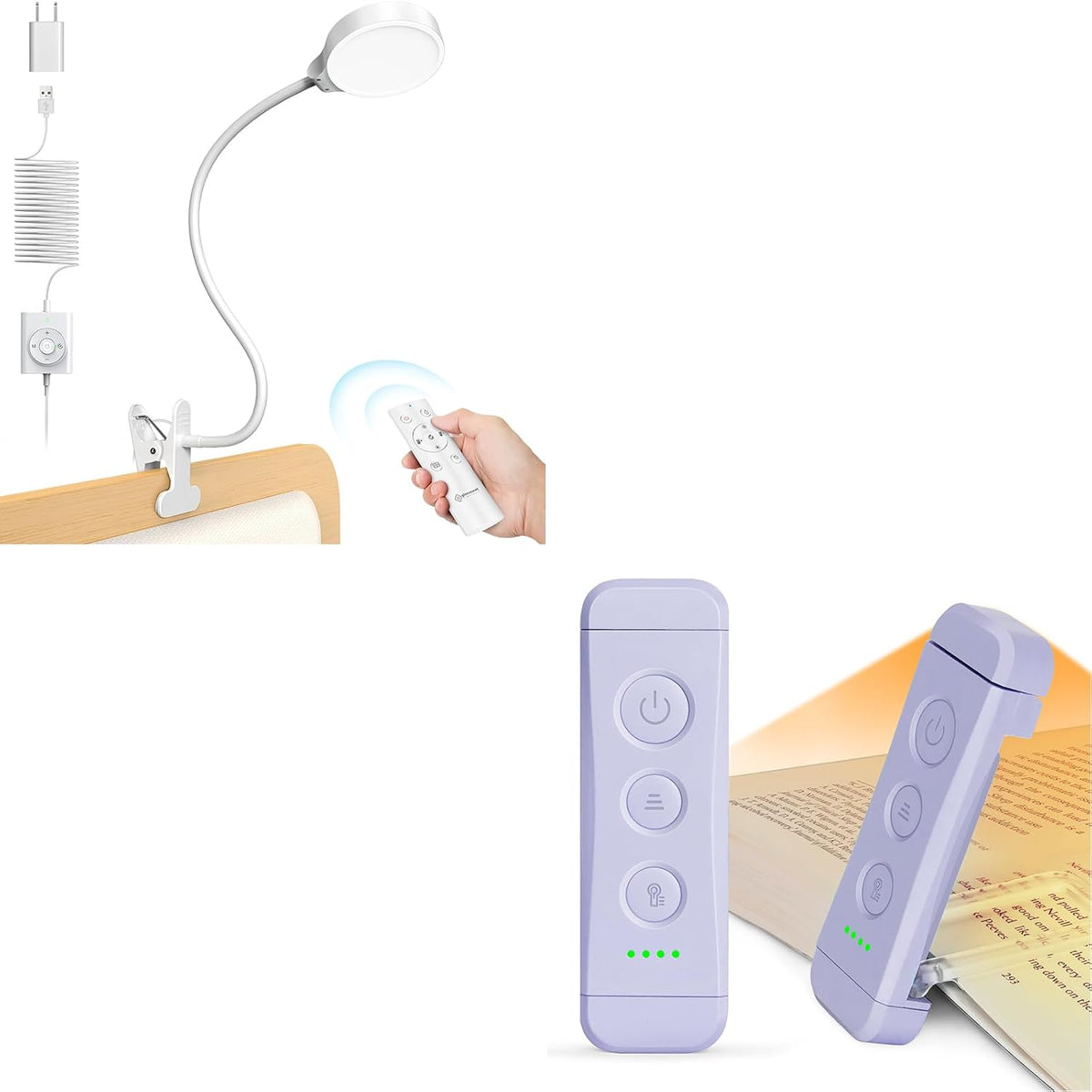 Glocusent Luz con clip y luz de libro para leer en la cama