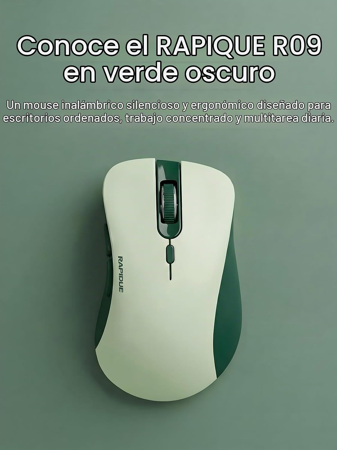 RAPIQUE Ratón inalámbrico Bluetooth, Bluetooth dual y 2.4 GHz, verd...
