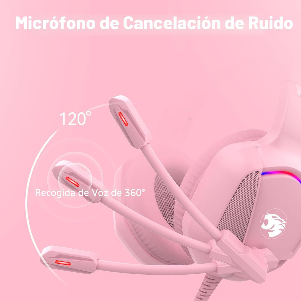 IMYB A36 Auriculares para juegos rosas con micrófono estéreo para P...