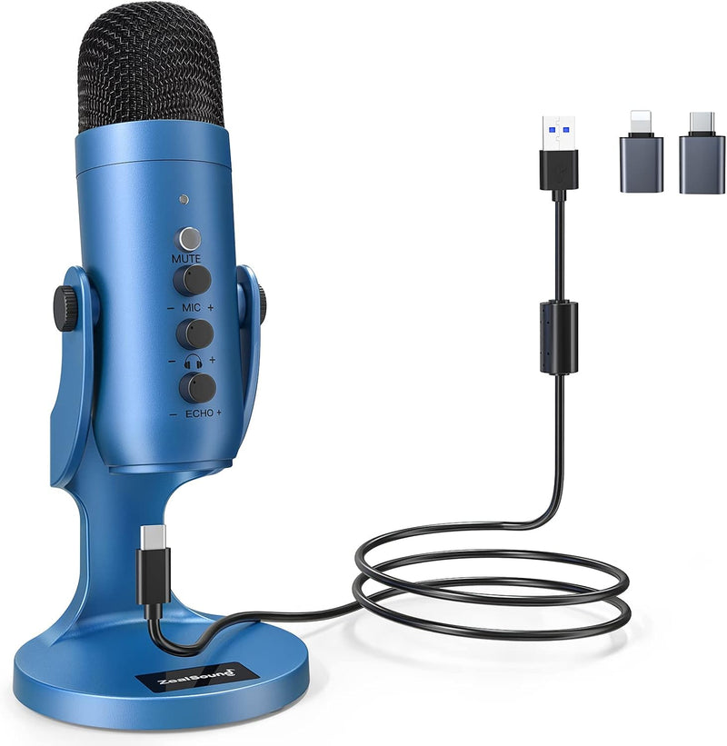 ZealSound Micrófono Podcast para PC, Micrófono USB con cancelación...