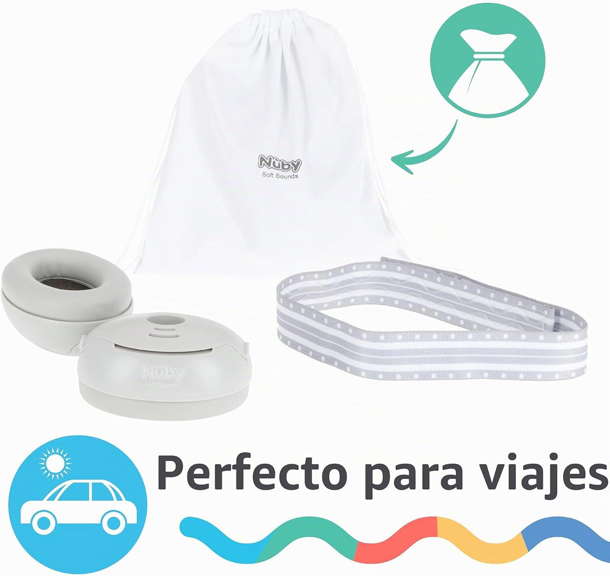 Orejeras con cancelación de ruido Nuby Soft Sounds y estuche de viaje
