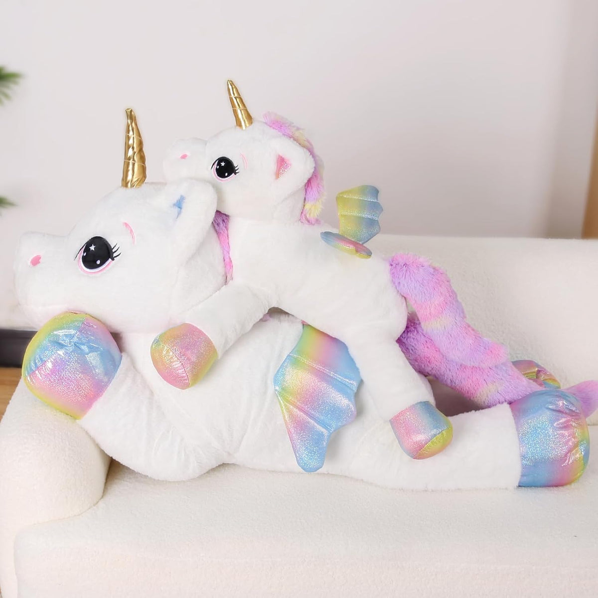 FFxiong Almohada de Juguete de Peluche de Unicornio Grande de 24 Pu...