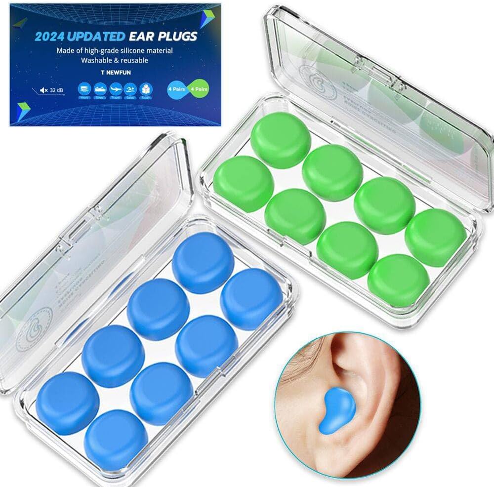 Tapones para los oídos para dormir nadar, 16 tapones reutilizables...
