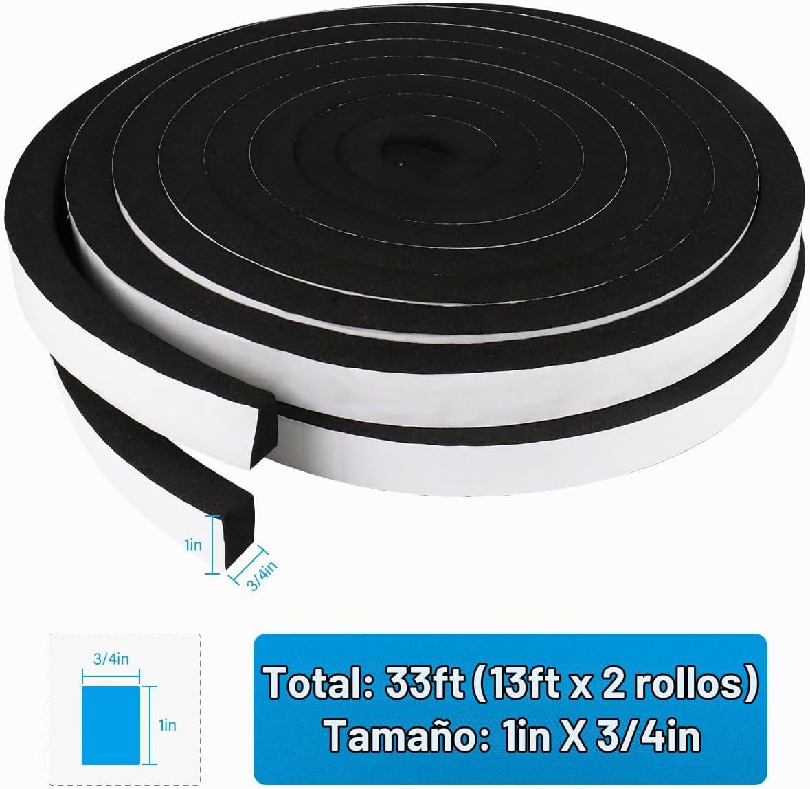 DGSL Cinta de aislamiento de espuma, 1 pulgada x 3\/4 pulgada x 33...