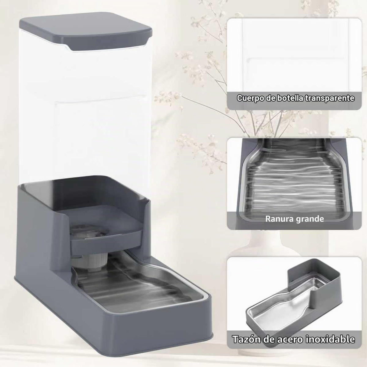 Wefeedy Comedero de acero inoxidable para gatos y dispensador de ag...