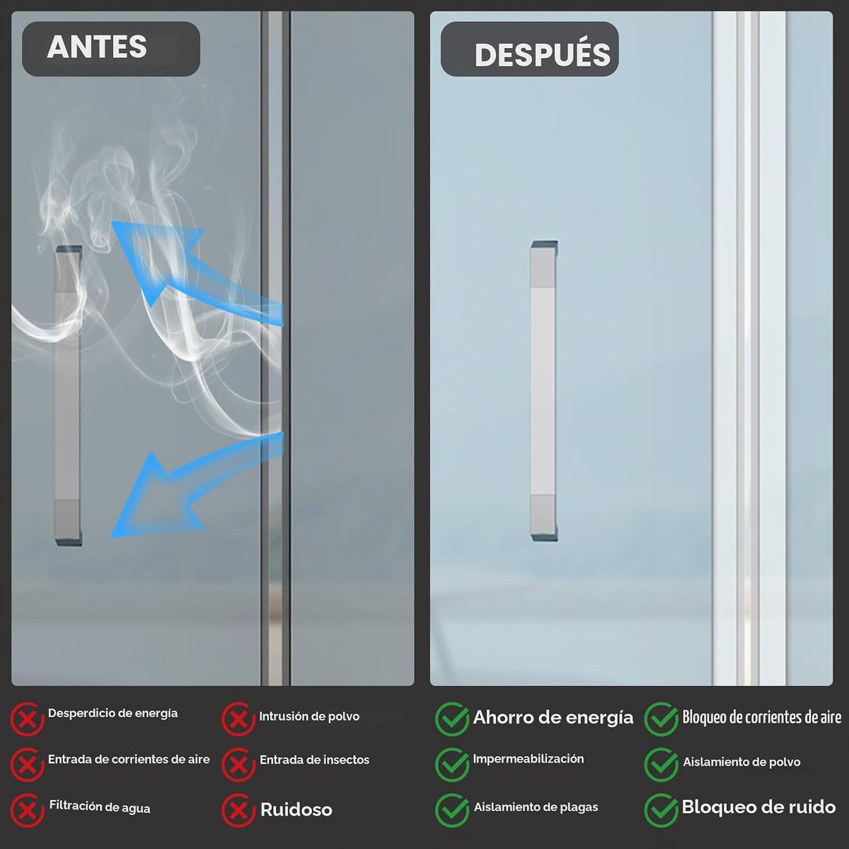 Bruiefpap - Sello de silicona para puerta, tira de sellado mejorada...
