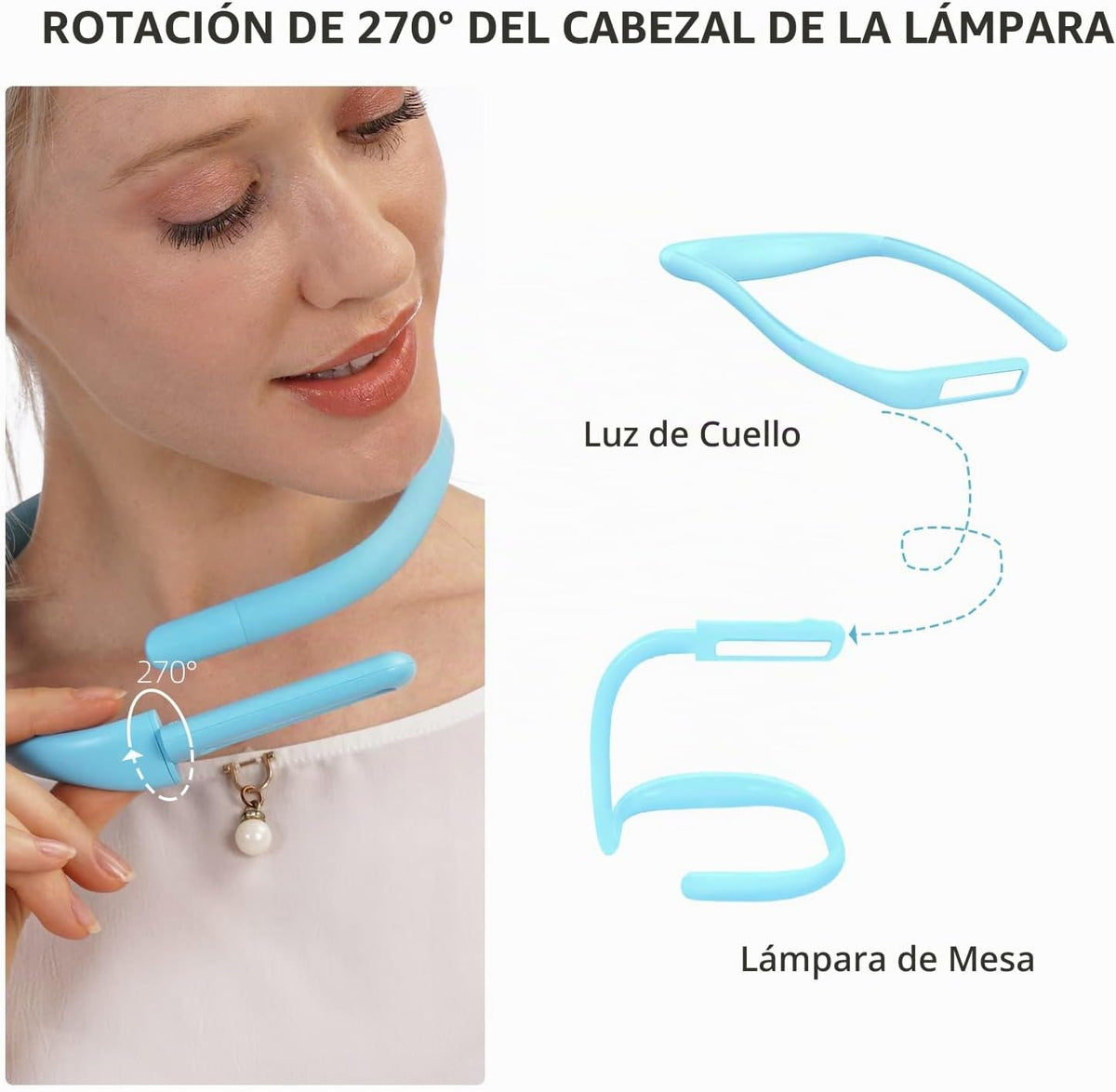 Luz LED de cuello para libros, brillo ajustable, 3 modos de color p...