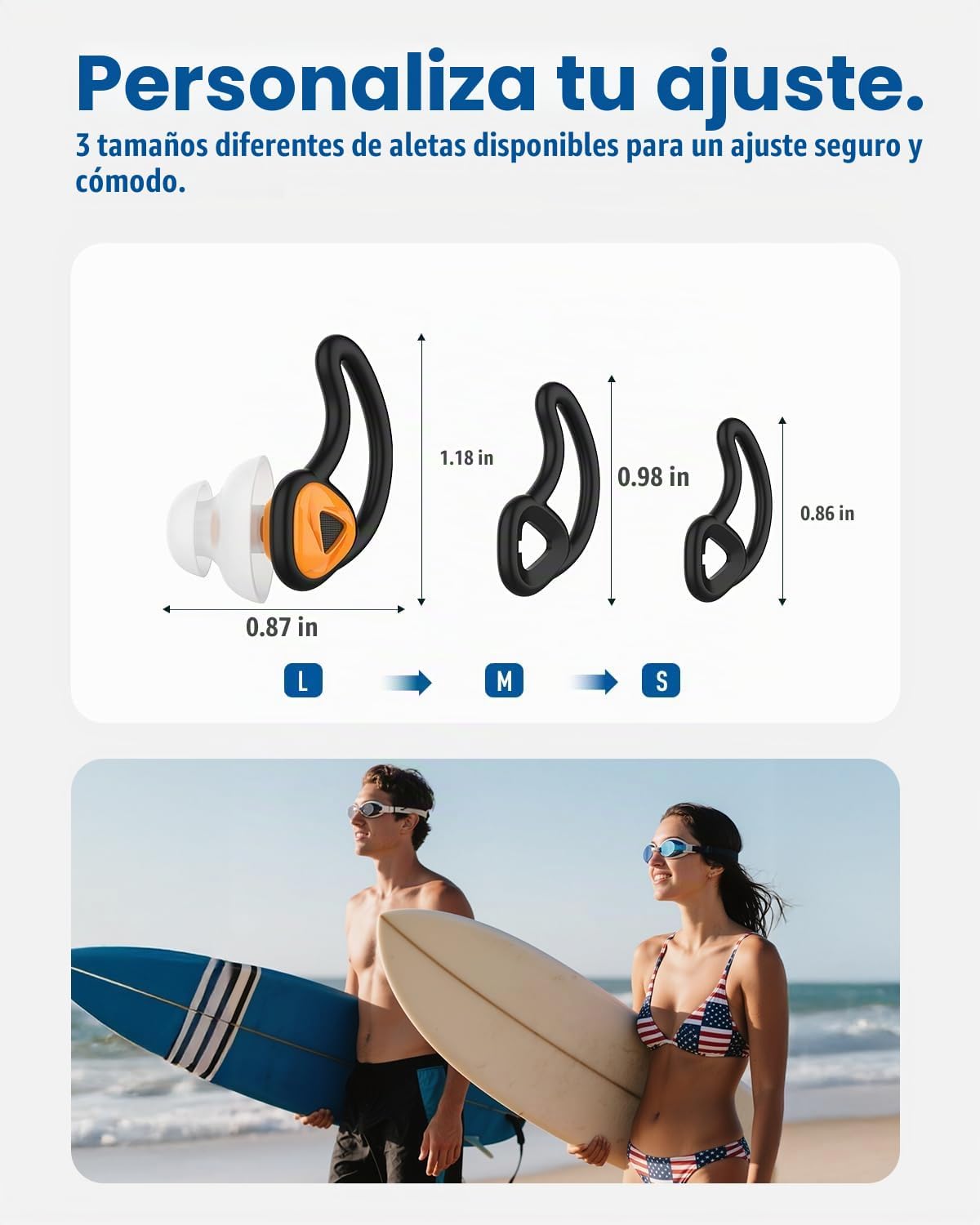 Tapones para los oídos para nadar \u2013 2 pares de tapones de sili...