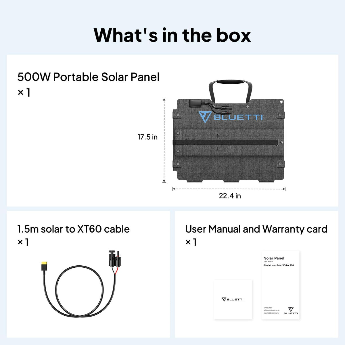 Panel solar portátil BLUETTI de 500 W, 25 % de alta eficiencia, res...