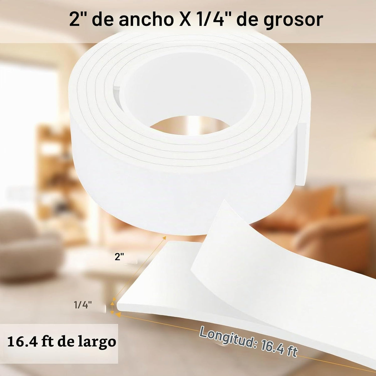 Cinta de sellado de espuma resistente a la intemperie de 16.4 pies,...