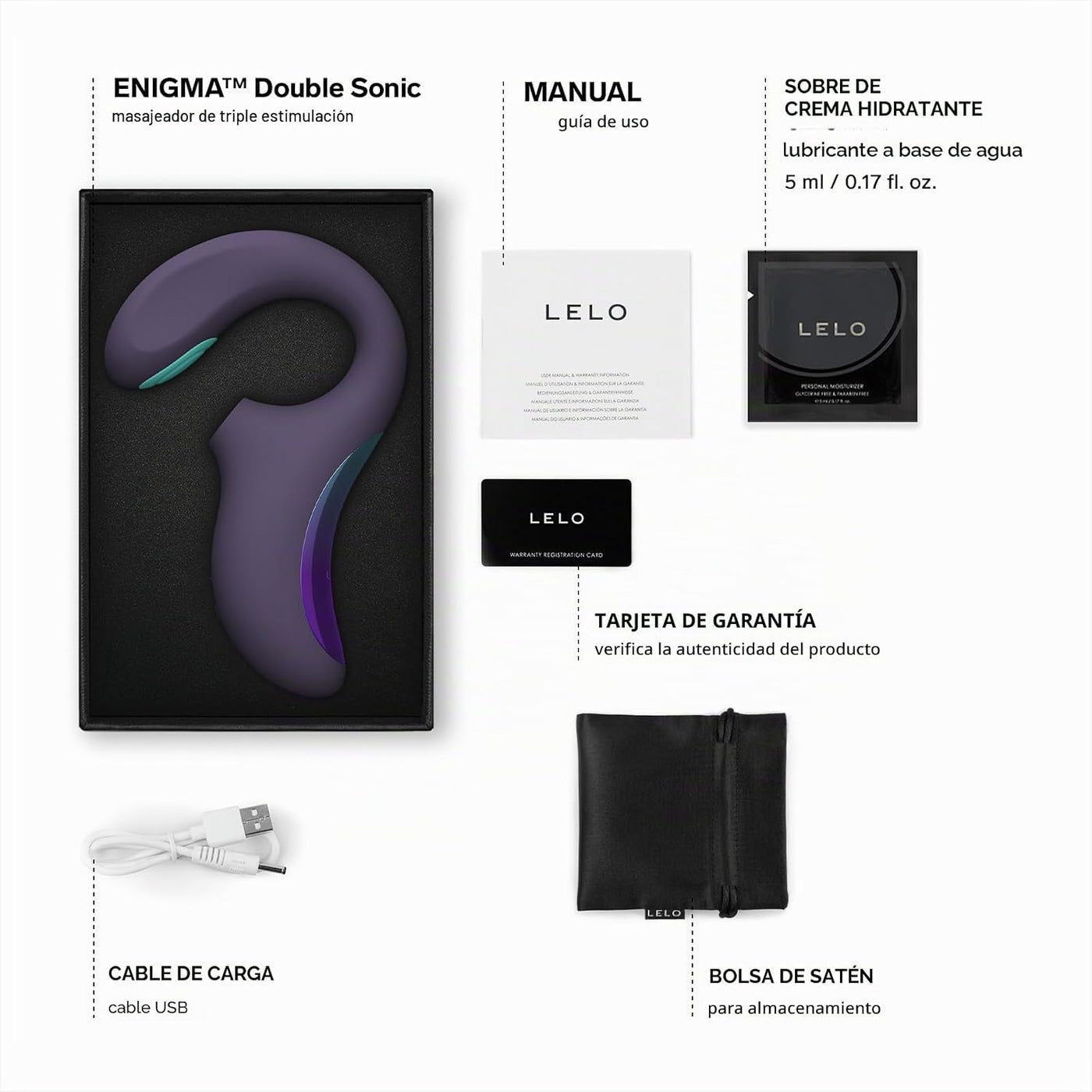 LELO Enigma Doble - Masajeador doble sónico femenino de triple esti...