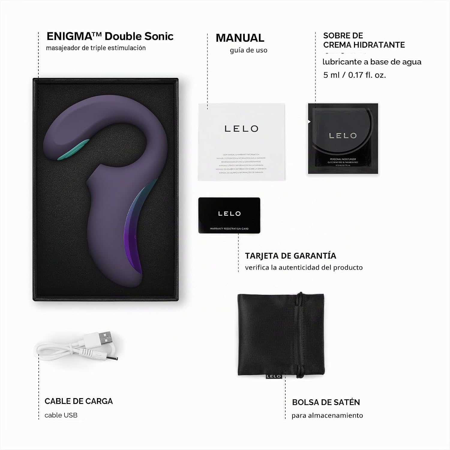 LELO Enigma Doble - Masajeador doble sónico femenino de triple esti...