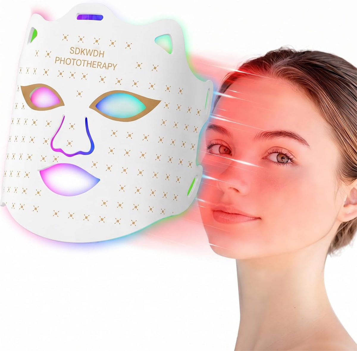 SDKWDH Terapia de luz roja para cara, máscara NIR de 850nm | Ajuste...
